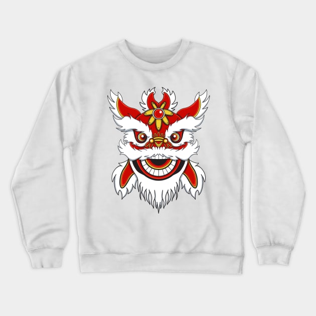 Chinese Lion Head Crewneck Sweatshirt by lldesigns